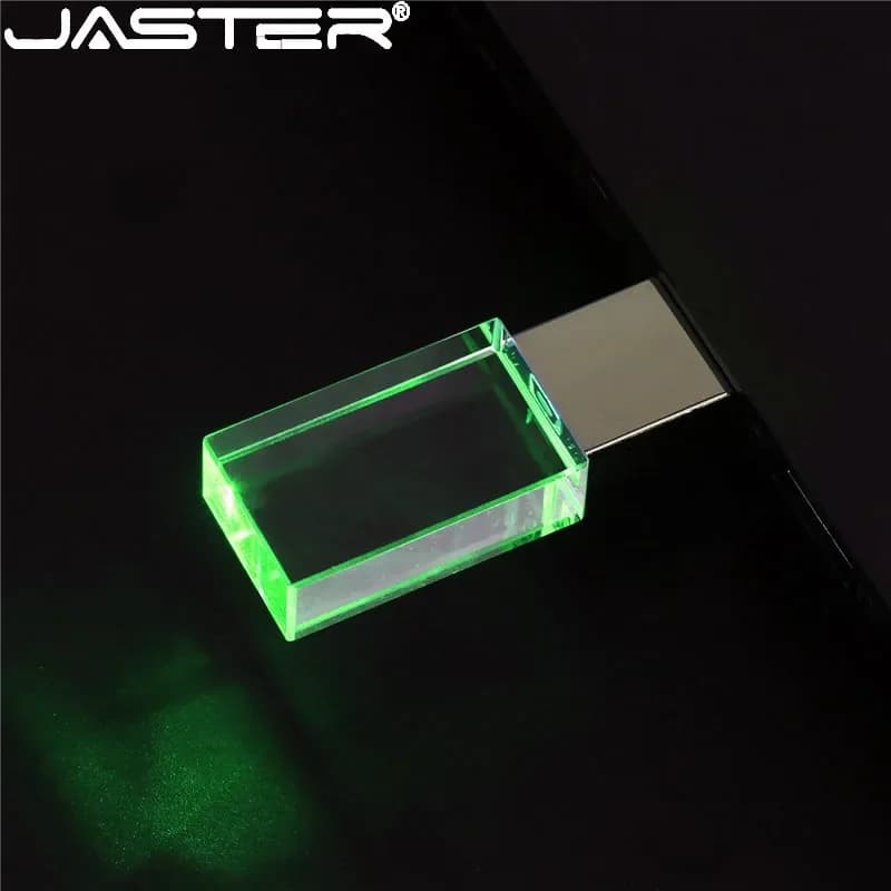 Chiavetta USB in cristallo 64 GB Pen Drive LED blu 32 GB Chiavetta di memoria Gloden argento 16 GB Regalo creativo Disco U Pendrive LED verde 8 GB