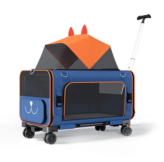 New Oxford Pet Outing Stroller Shoulder Cat & Dog Carrier Small Handcart Handbag with Wheels Pet Trolley Bag