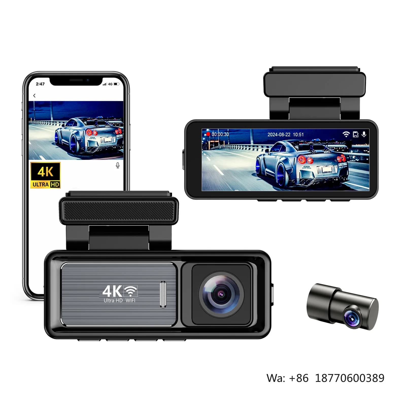 Manufacturer MINI Dual Lens Wifi Gps Dash Camera Front and Rear Car Black Box Dual 4k Dashcam Car Dvr Car Camera 4k Dash Cam