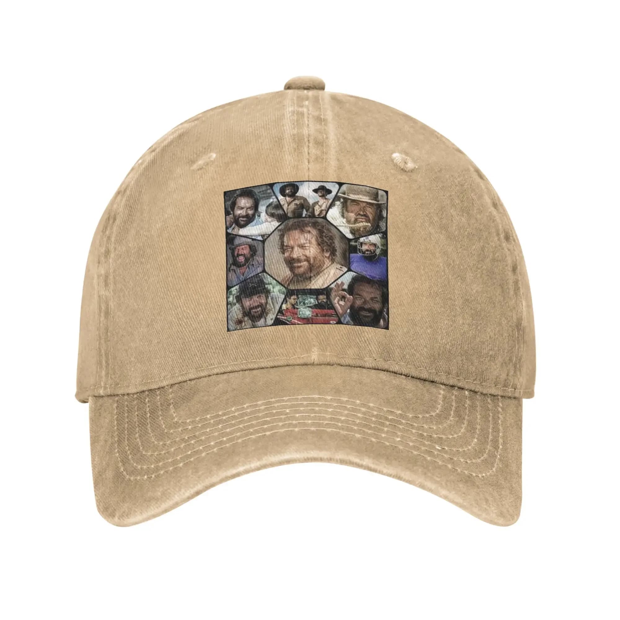 Berretto da baseball lavato Bud Spencer Carlo Pedersoli Montage Film anni '70 Cappelli estivi Hip Hop per uomo Donna Berretti da baseball da sole alla moda