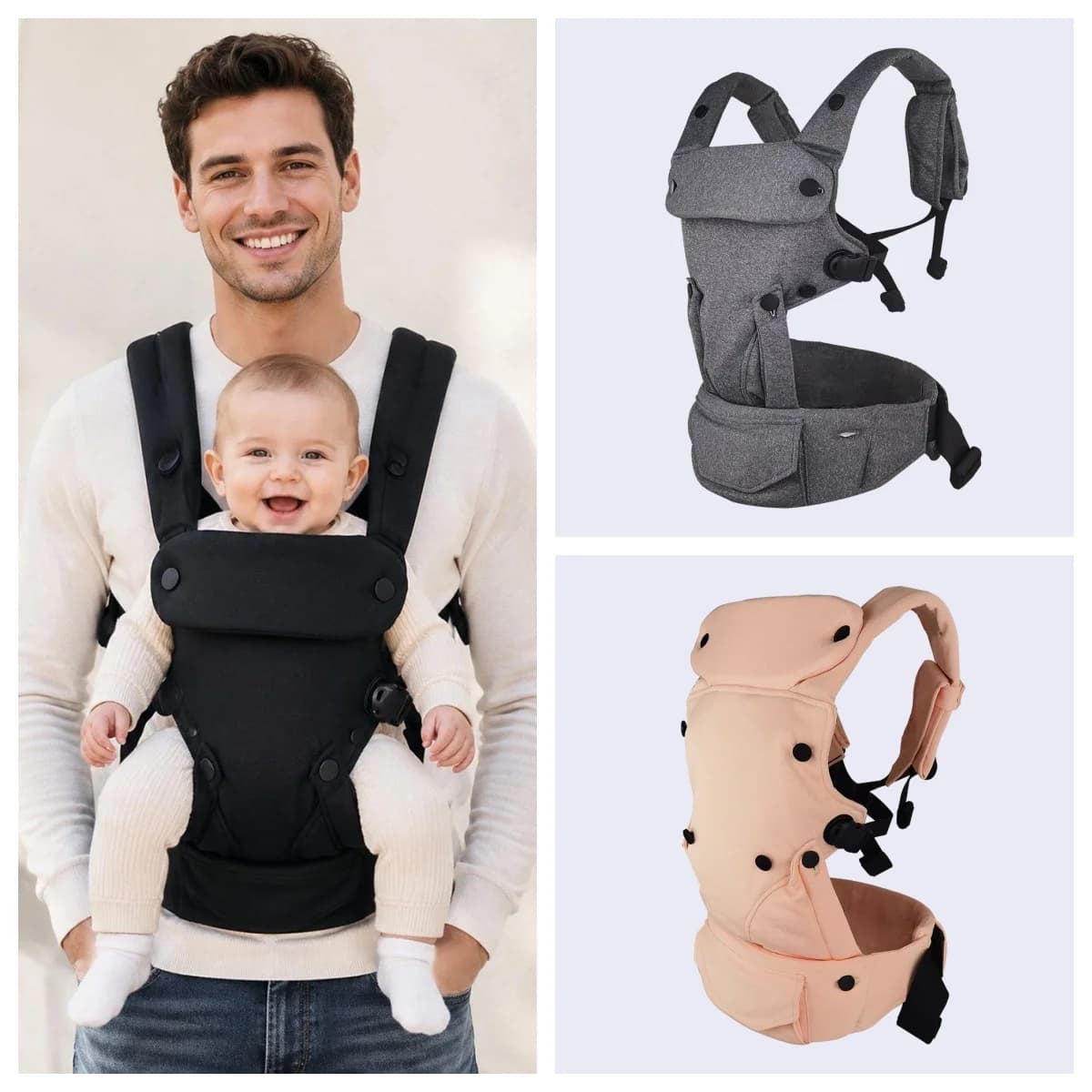 Ergonomic Newborn Kangaroo Wrap Easily Adjustable Hipseat Waist Belt Front Facing Baby Carrier 4-In-1 Breathable Baby Backpack