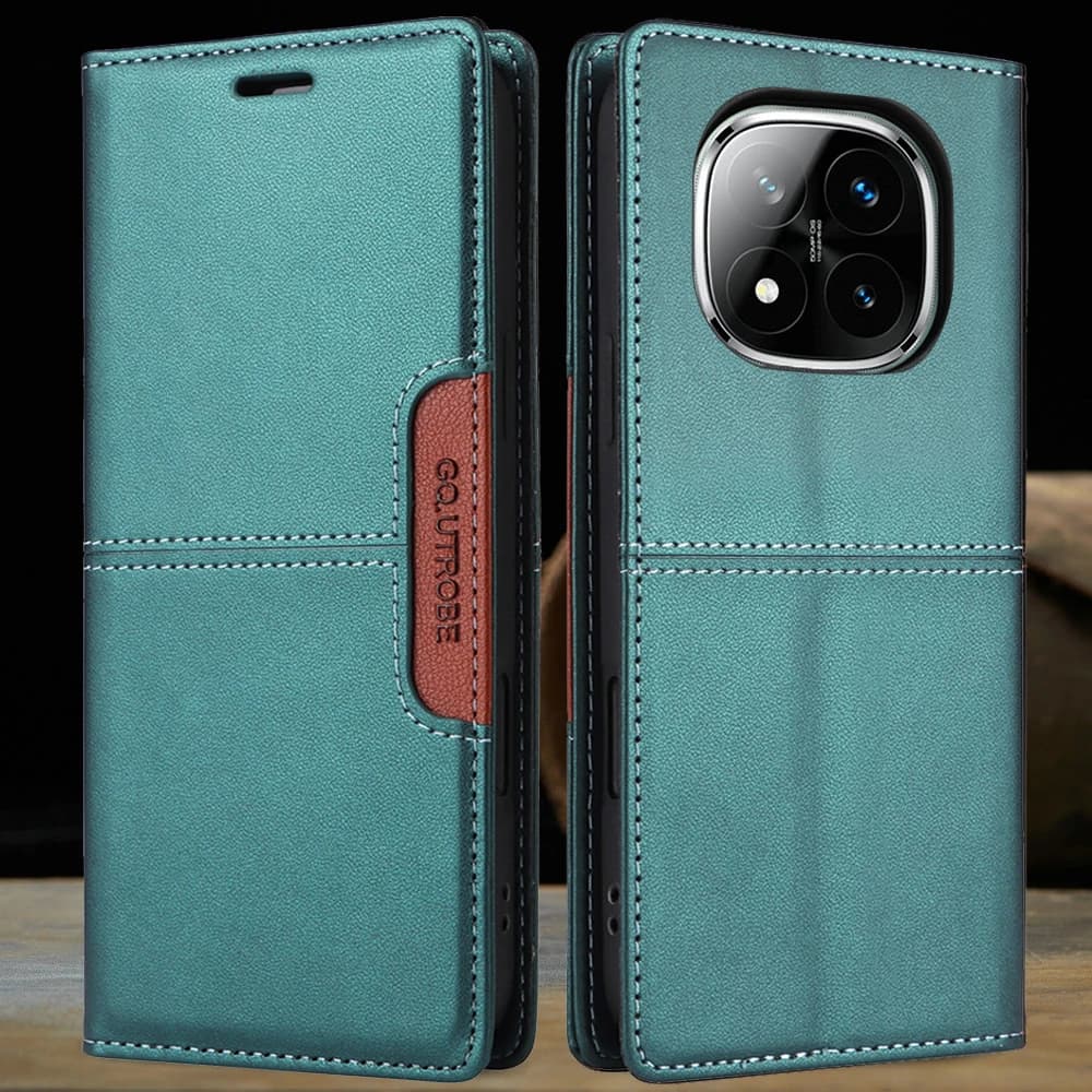 Custodia di Lusso in Pelle Premium con RFID per Xiaomi Redmi Note 14 Pro 4G 5G, Cover Magnetica a Portafoglio per Redmi Note 15 14s 15 Pro Plus