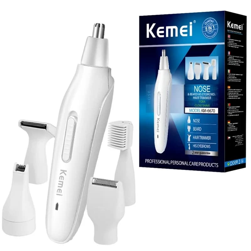 Original Kemei 5in1 Rechargeable Nose Hair Trimmer&Shaver Beard Trimer Ear Eyebrow Trimmer For Nose Ear Hair Removal Grooming