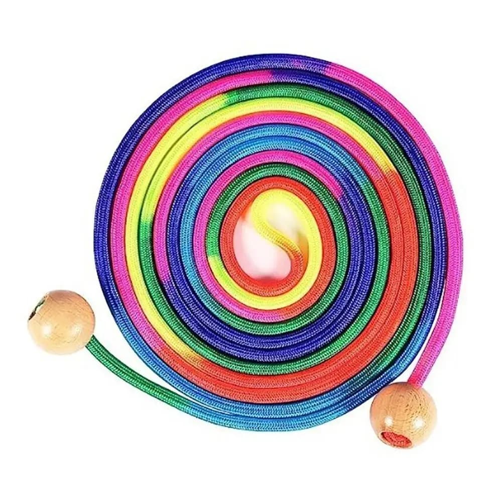Rainbow Color Group Skipping Rope 5M Length Anti-Slip Wooden Ball Handle Speed Jump Rope Adjustable Exercises Fitness Tool