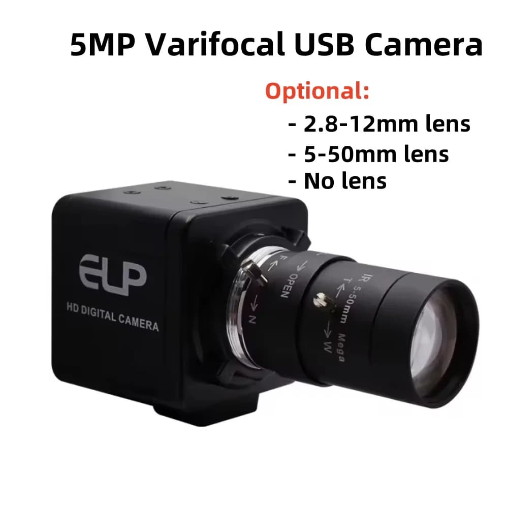 5 MP USB Webcam with CS Zoom Optical Multifocal lens Plug and Play Industrial Camera for Windows Linux MacOS