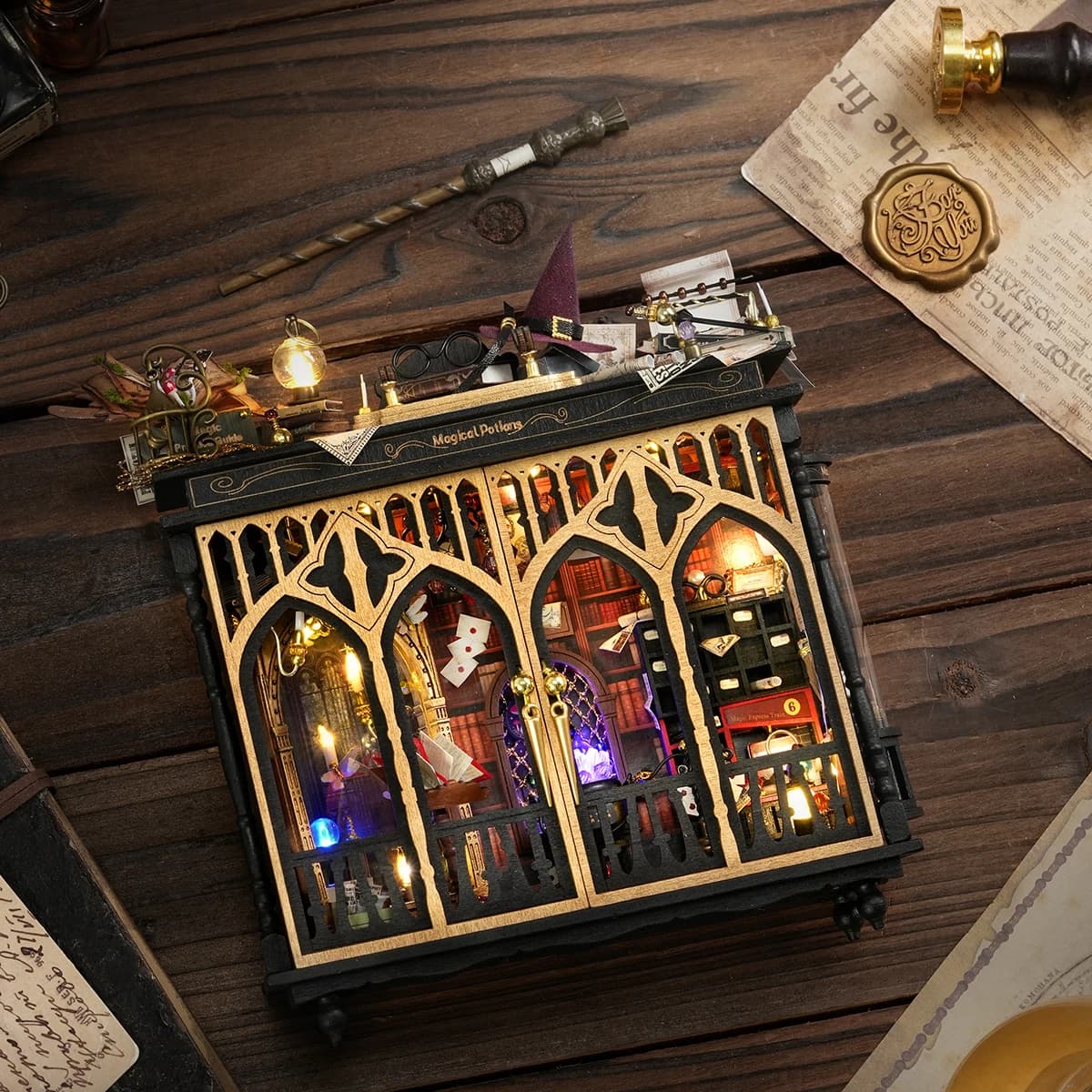 DIY 3D Wooden Starspell Cabinet Cottage Jigsaw Puzzles Miniature Model Kits Mini Casa for Friends Girls Birthday Gifts