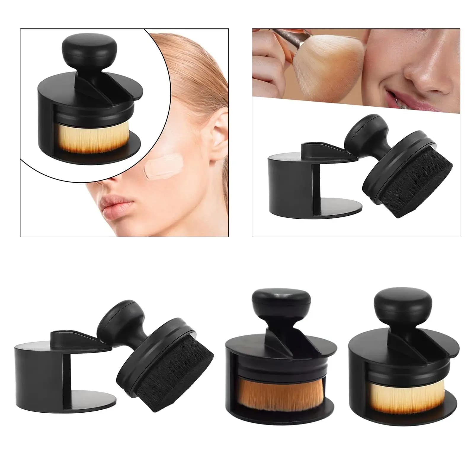 Pennello per fondotinta Pennello professionale portatile per trucco viso Pennello Kabuki rotondo