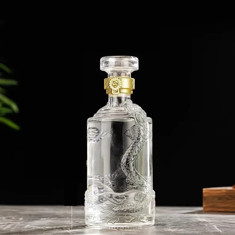 Drago inciso 500ML Decanter per whisky a forma rotonda bicchieri Bottiglia di alcol per liquore Scotch Bourbon
