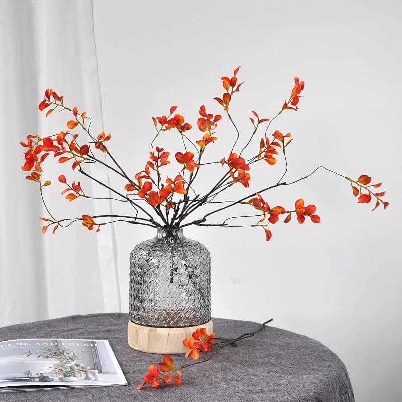 57cm foglia rossa fiore artificiale matrimonio decorazione della casa simulazione fiore vaso finto composizione floreale
