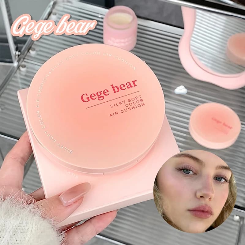 Gege Bear Cuscino rosa latte - Fodera morbida e sfocante opaca, finitura nuda simile alla pelle, usura 12 ore, fondotinta leggero di bellezza pulita