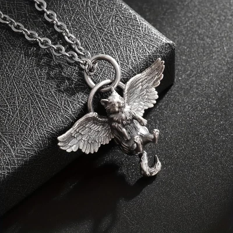 Exquisite Cute Winged Pet Cat Animal Pendant Necklace Fashion Jewelry Birthday Gift For Women