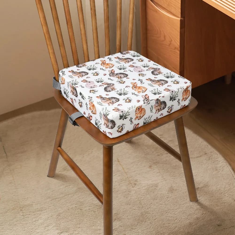 High chair cushion for children with removable cover, non-slip bottom, stain resistant, sponge, breathable and soft
