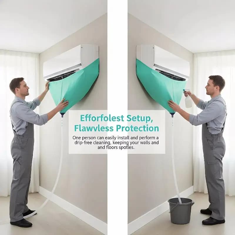 Kit per la pulizia dell'aria condizionata, copertura a tenuta stagna, set completo di detergente per condizionatori d'aria con tubo dell'acqua, strumenti di pulizia senza smontaggio