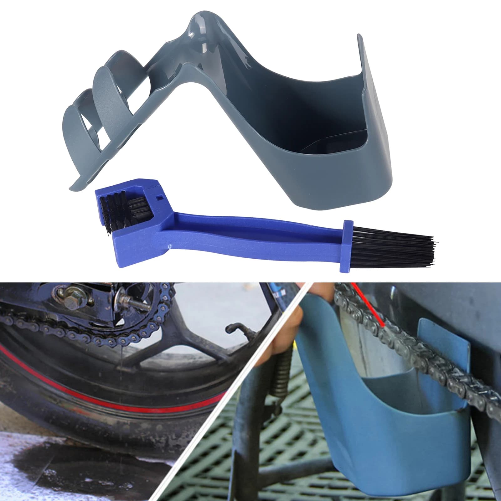Set of Cleaning Tools for Motorcycle Chain and Bicycles with Container for Oil Antisprust
