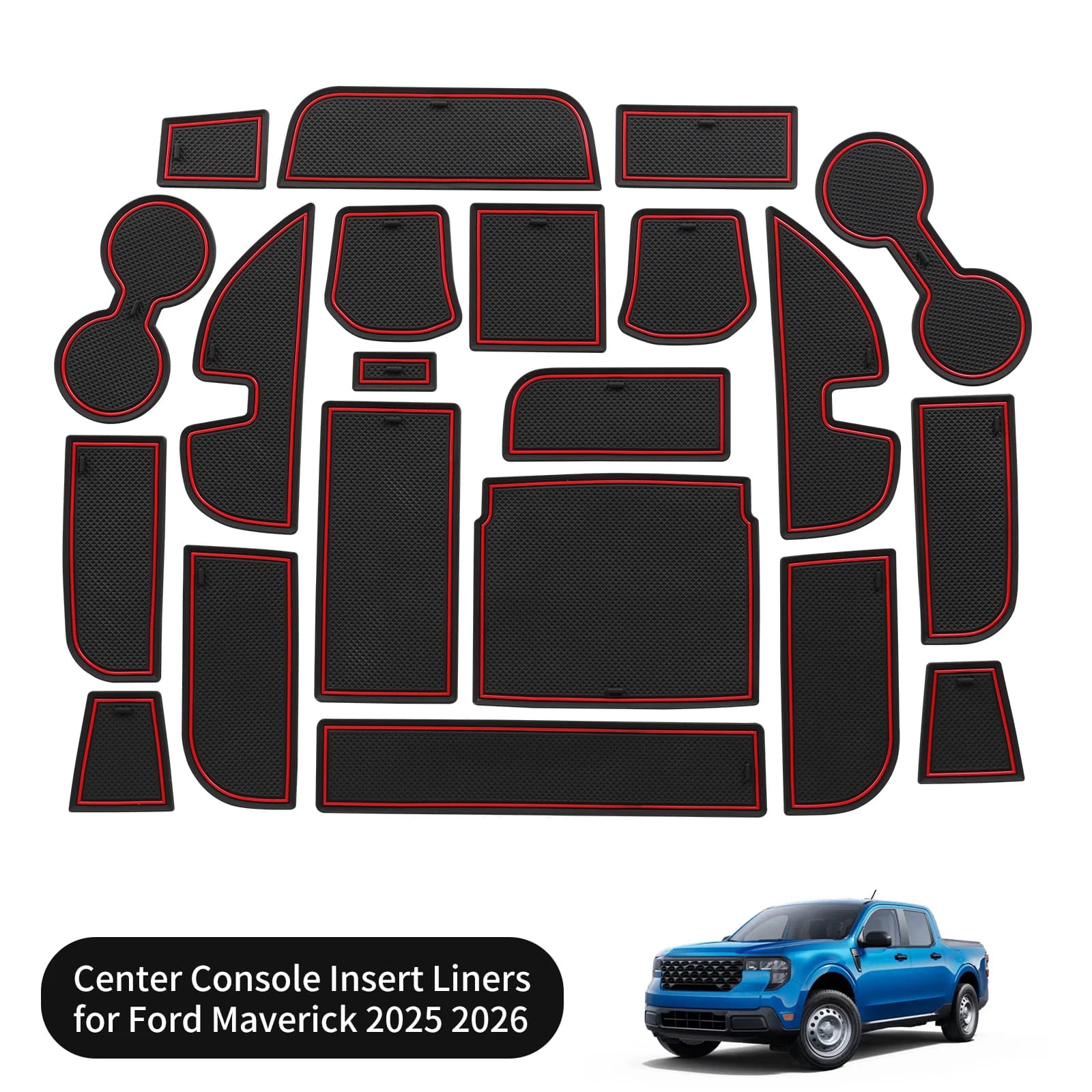 ZUNDUO per Ford Maverick 2025 2026 Tappetini Antiscivolo per Fessure e Vani Porta in PVC, Rivestimenti per Console Centrale, Tappetini Antiscivolo per Scanalature delle Porte, Accessori
