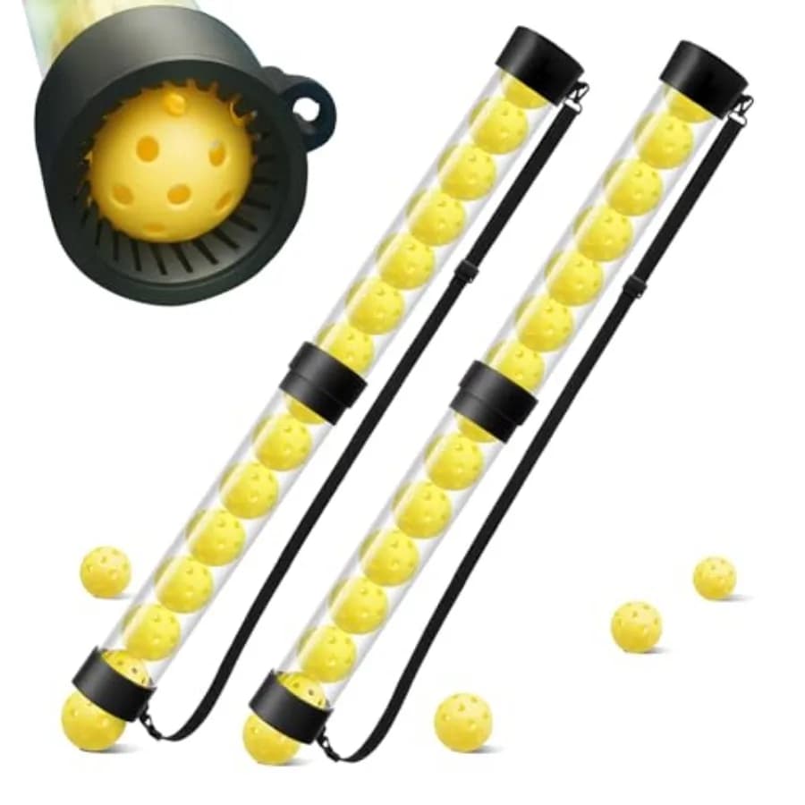 Raccoglitore di Palline da Tennis e Pickleball, Contiene 14 Palline, Tubo Raccoglipalline con Tracolla, Leggero e Portatile