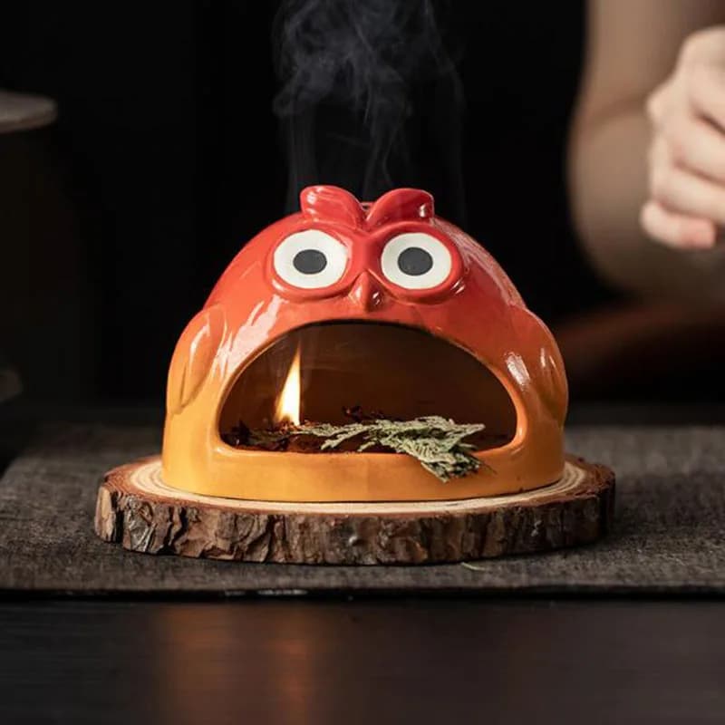 Bruciatore di Aromaterapia Creativo a Forma di Gufo, Porta Incenso per Bastoncini di Pau Santo e Salvia Bianca, Decorazione per la Casa
