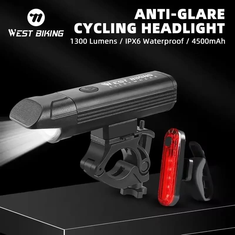WEST BIKING IPX6 Anti-Reflective Bicycle Headlight Waterproof MTB Rechargeable Bike Light LED Cycle Accessories