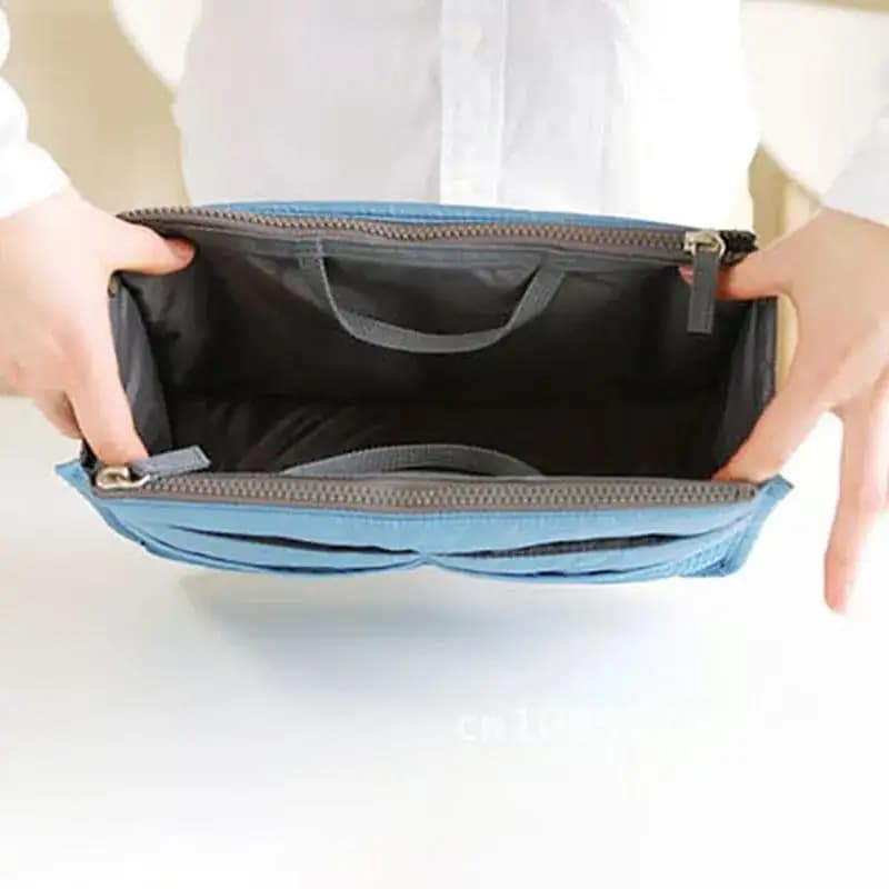 Organizer Insert Bag da Donna in Nylon, Borsa da Viaggio Portatile Multifunzione, Borsa per Cosmetici da Donna Economica, Borsa Tote Femminile