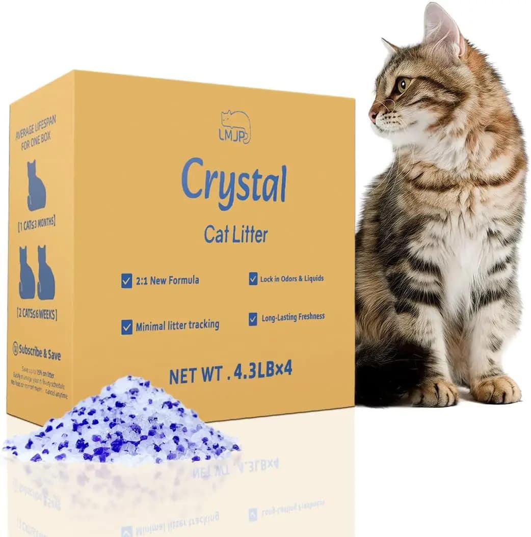 Lettiera per Gatti in Cristallo con Controllo degli Odori, Non Agglomerante, Dura 4 Mesi, 7,8 kg, Assorbente, Inodore e a Bassa Dispersione