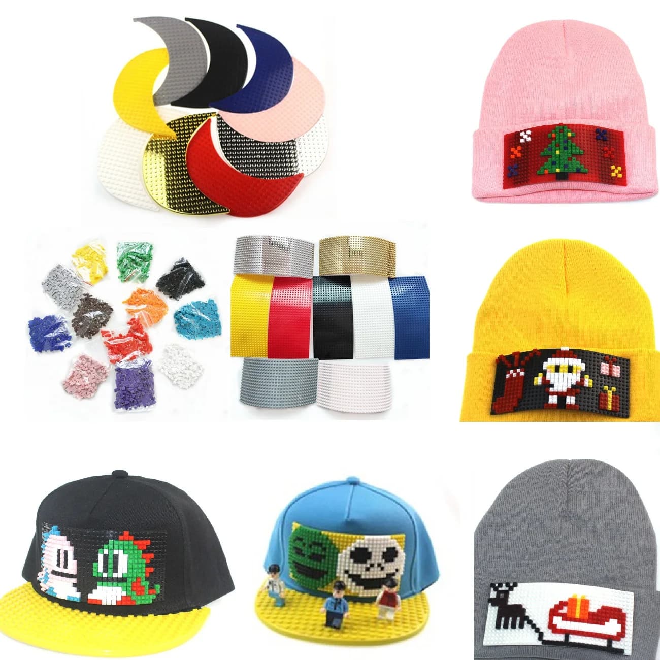 Men Women Boys Girl Baseball Cap Snapback DIY Building Blocks Personized Hat by Pixels Pannel and Brims