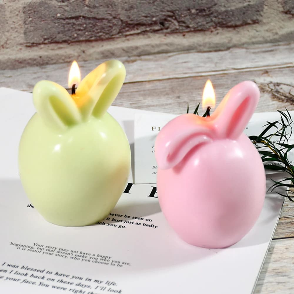 round face fold ear rabbit silicone candle mold diy easter 3d animal gypsum mould soap making tool candlelight dinner home decor