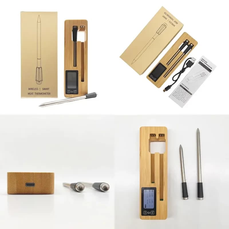 IP68 Intelligent Display Of Bluetooth Food Thermometer Smart Wireless 2-probe Bbq Thermometer