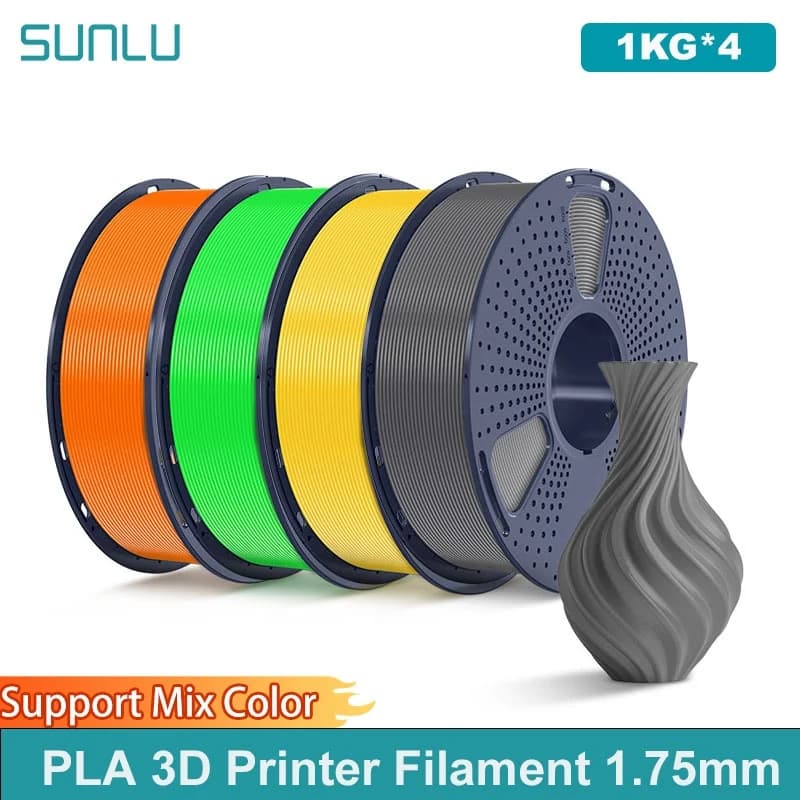 3D Printer Filament PLA 4 kg 3D printing system completely wrapped by 1,75 mm suitable for most FDM 3D printers, 1 kg coil (2,2 pounds)