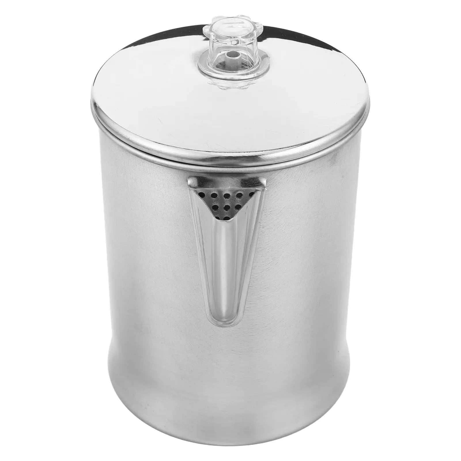 Camping Coffee Pot Aluminum Percolator Outdoor Coffee Maker Ergonomic Handle Large Capacity Hiking Backpacking Travel Pot