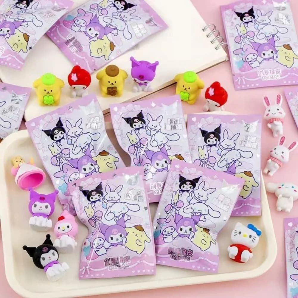 32Pcs Kawaii Kitty 3D Eraser Mystery Blind Bag Cute Mini Rubber Student Surprise Stationery Blind Bag for Children Reward Prizes