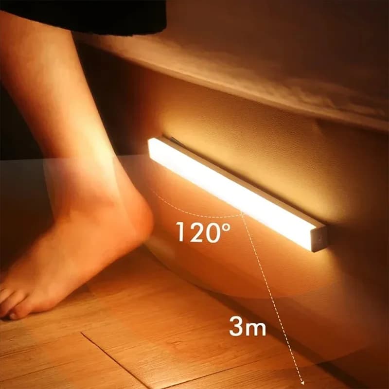 A69ELED Luce di striscia Ricaricabile Sensore di movimento Luce notturna Sensore portatile Luce per armadio Illuminazione per scale da cucina