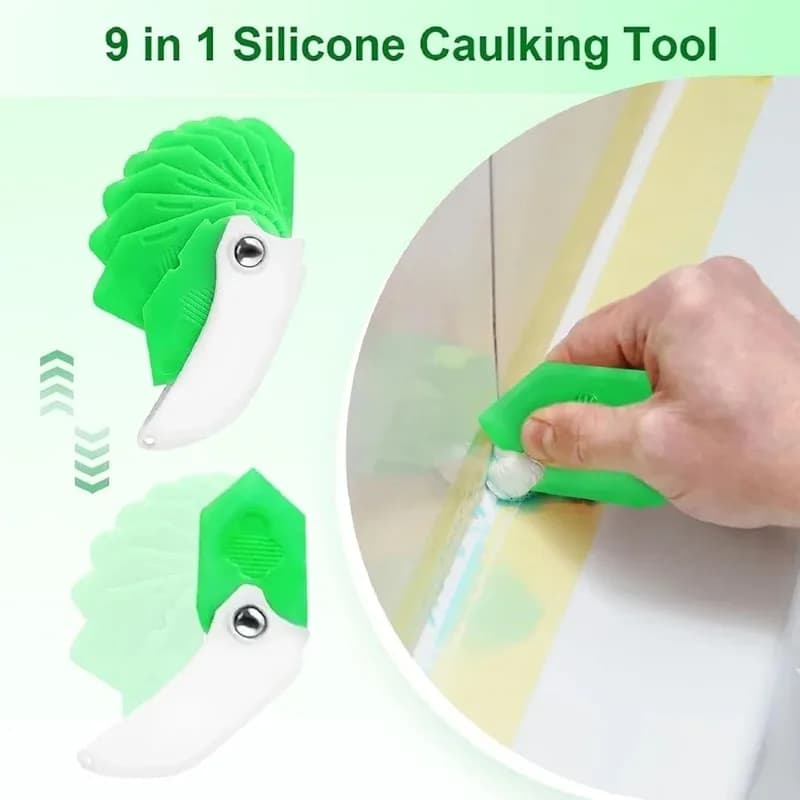 1 Pezzo Spatola in Silicone 9-in-1 - Utensile Multifunzione per Stuccatura, Pulizia di Piastrelle e Fughe per Finestre