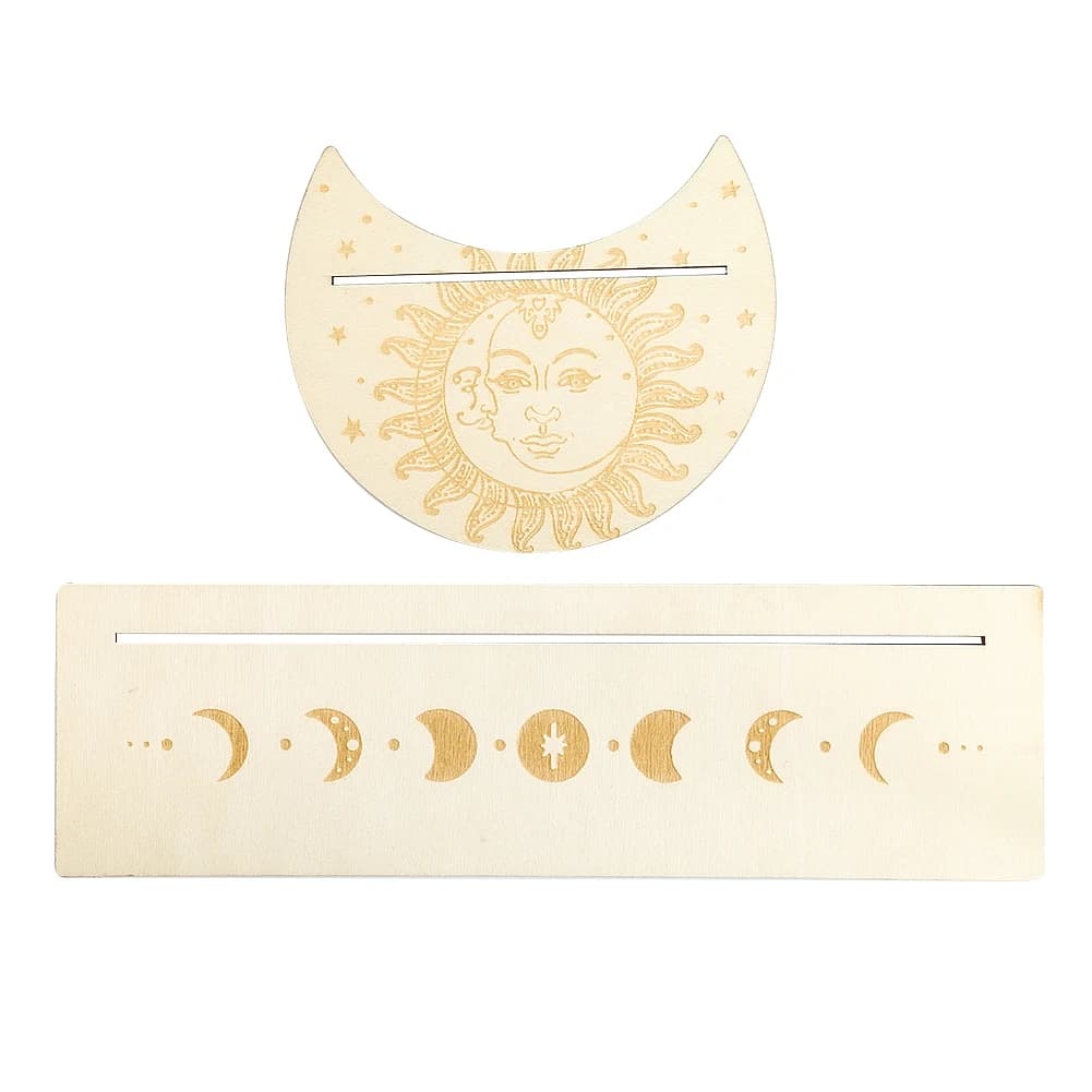 1 set porta carte tarocchi in legno fase della luna strumenti per divinazione strega altare espositore in legno decorazione della casa ornamento