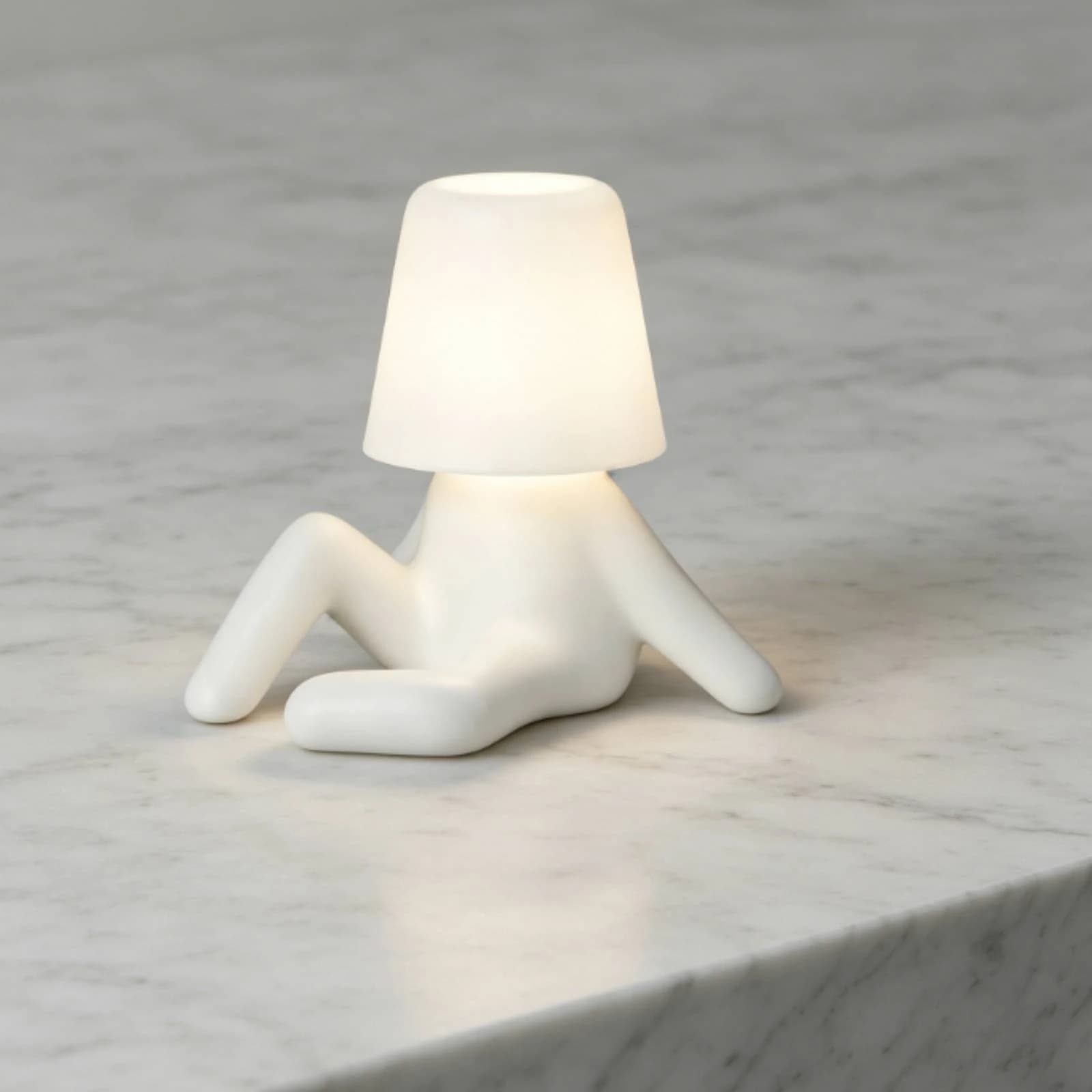 Sitting Figure Lamp ABS Resin Bedside Night Light Cup Shade Lamp Lightweight Home Lighting Corded for Study