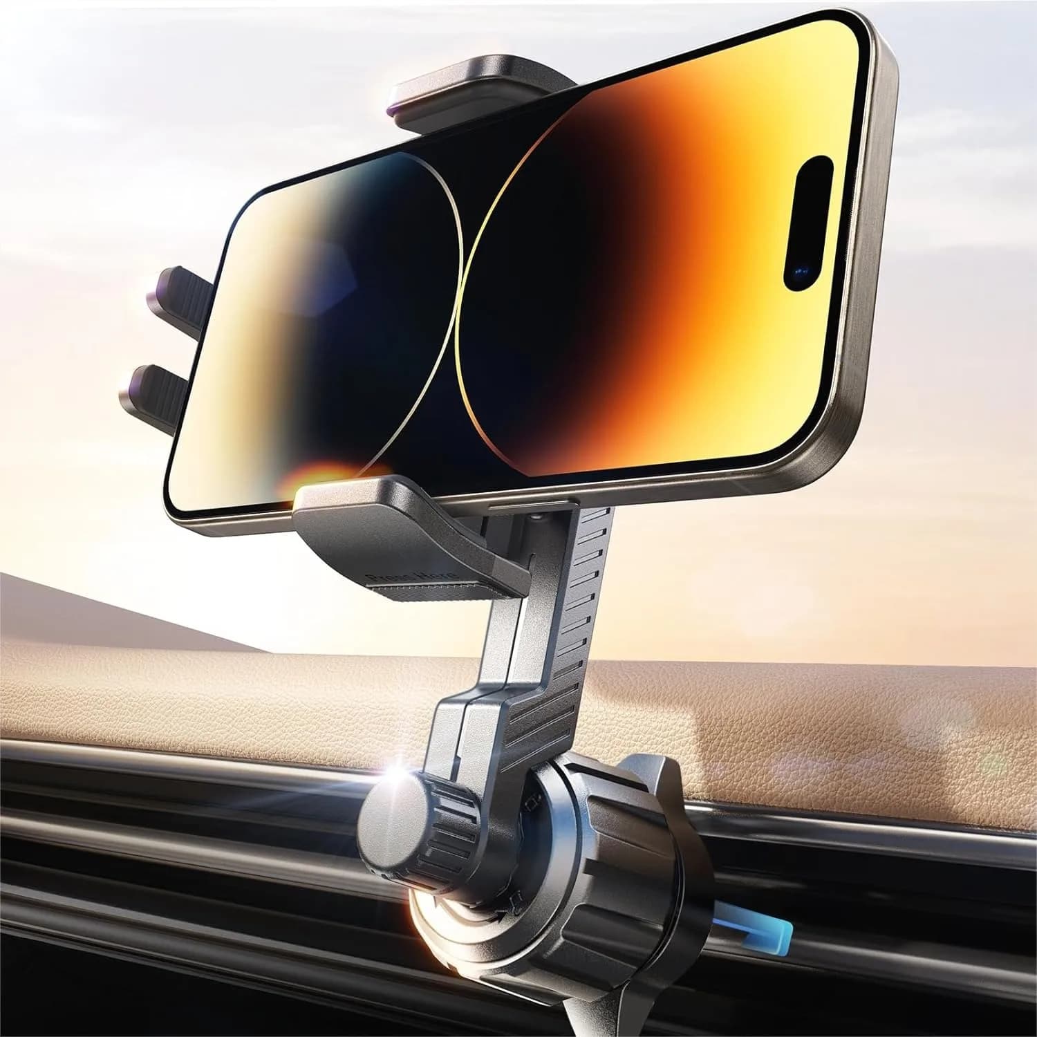 Supporto per telefono da auto per presa d'aria, girevole a 360°, con clip per bocchetta dell'aria, supporto per cellulare a mani libere per smartphone con braccio estensibile, nero