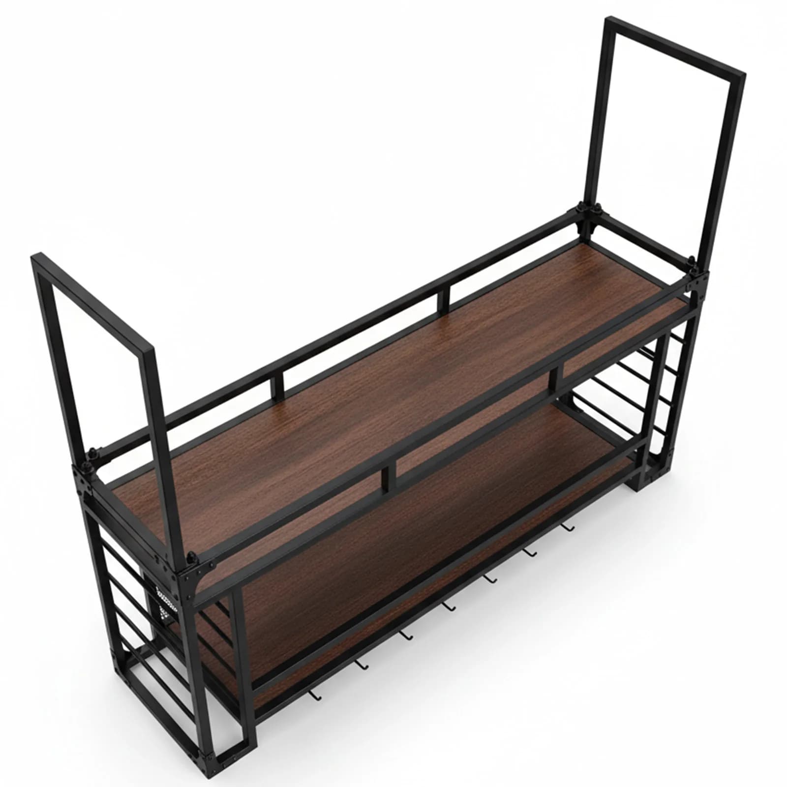 Portabottiglie da Parete a 2 Livelli 59.06x21.65x11.81 Pollici, Espositore in Metallo per Vini, Scaffali per Bar, Cucina e Sala da Pranzo