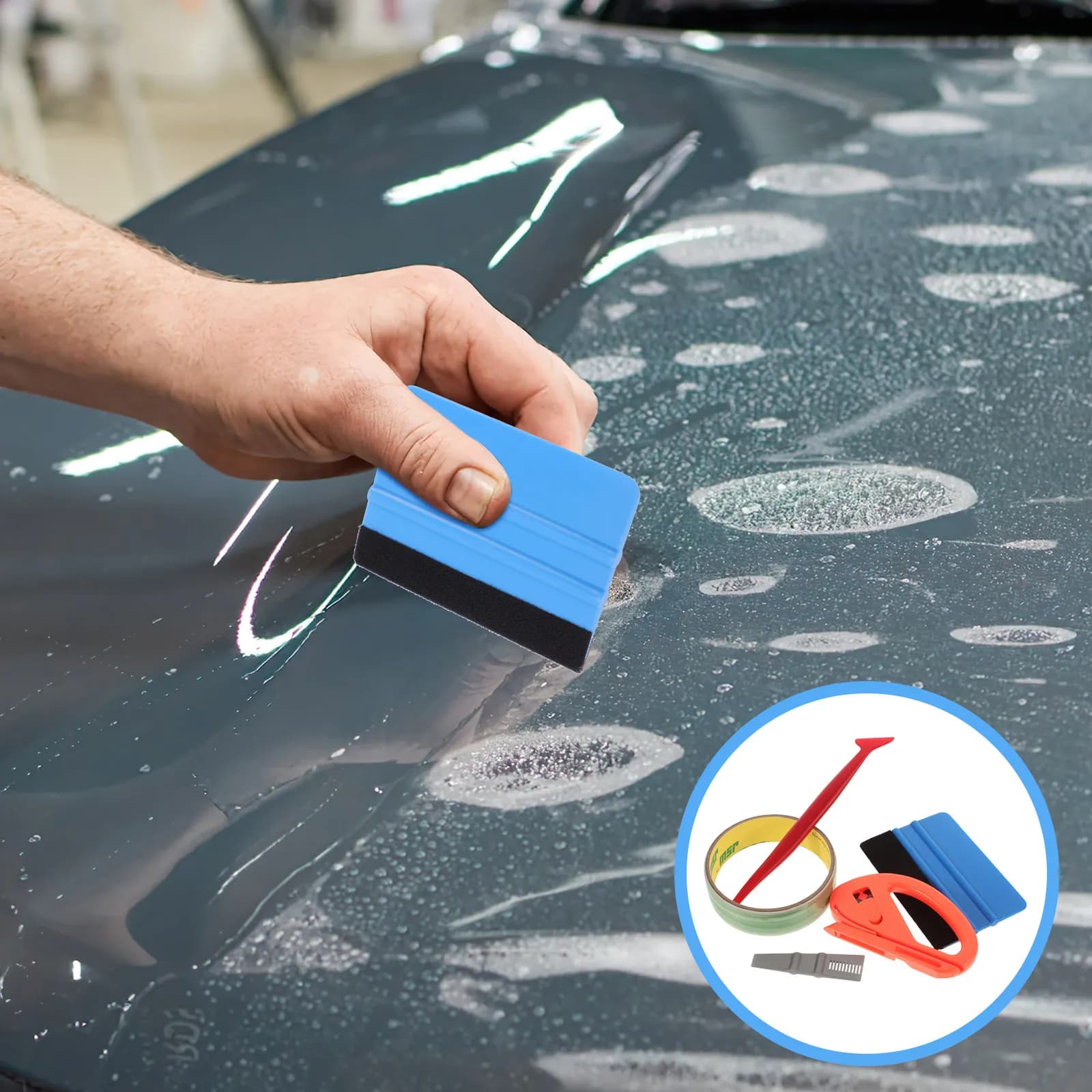 1Set Vinyl Wrap Cutter Kit 5M Plastic No Sticky Residue Automotive Tint Cutting Tool Car Wrap Installation Kit
