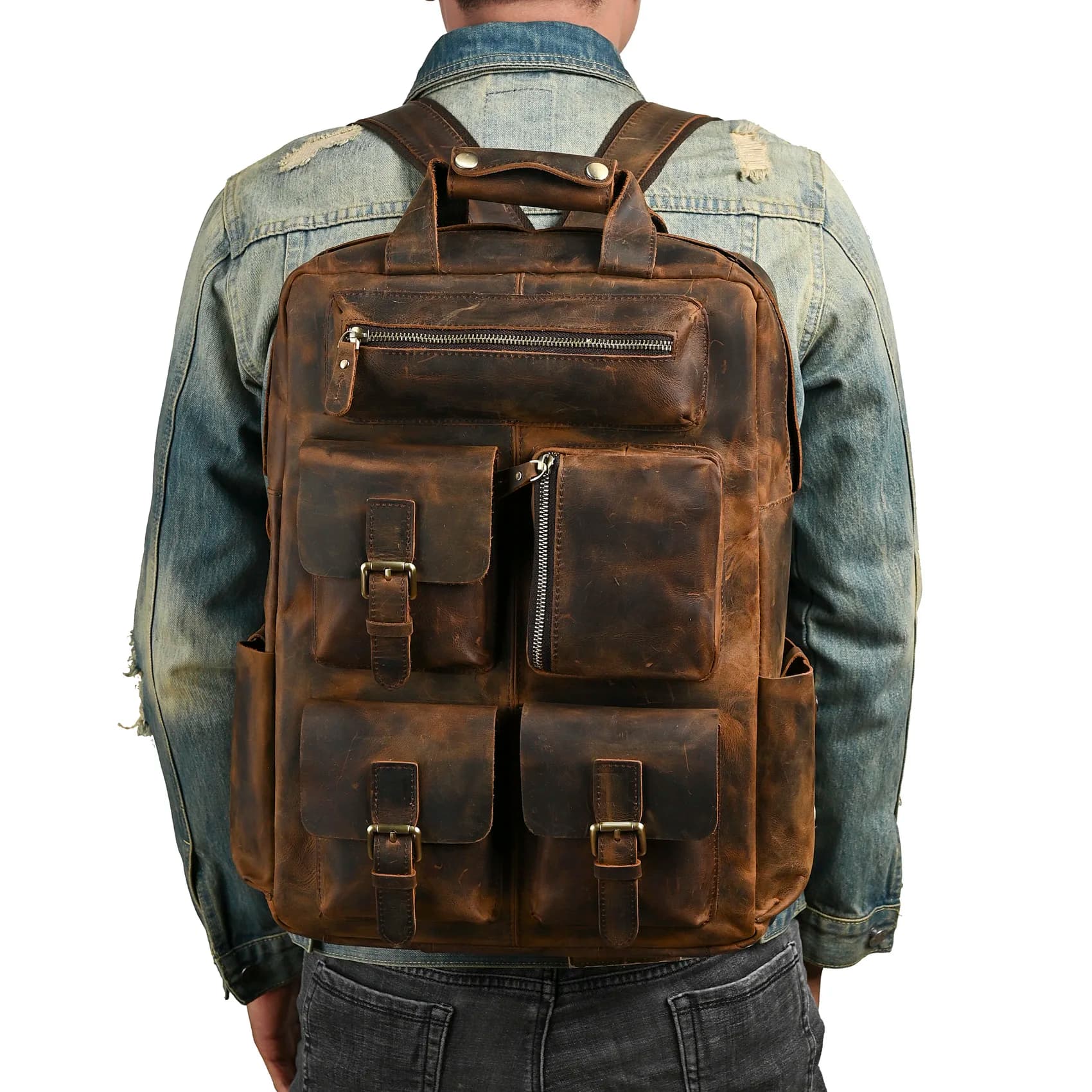 Uomo originale in pelle Fashion Travel University College School Book Bag Designer zaino maschile Daypack borsa per Laptop per studenti 1170