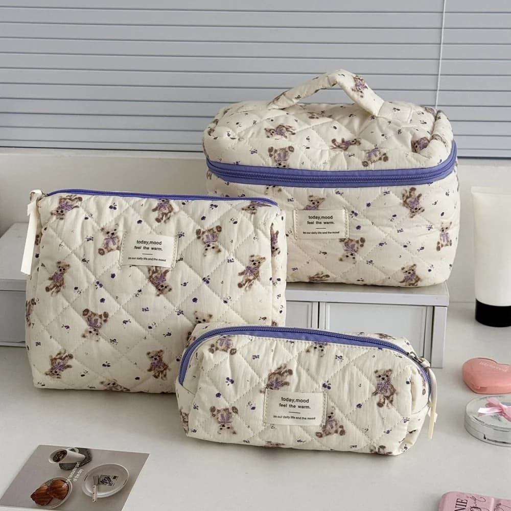 Fashion Women's Cartoon Back Makeup Bag Fashion Travel Organizer Quilted Makeup Bag Large Capacity Travel Organizer Bag Toiletry Bag For Women
