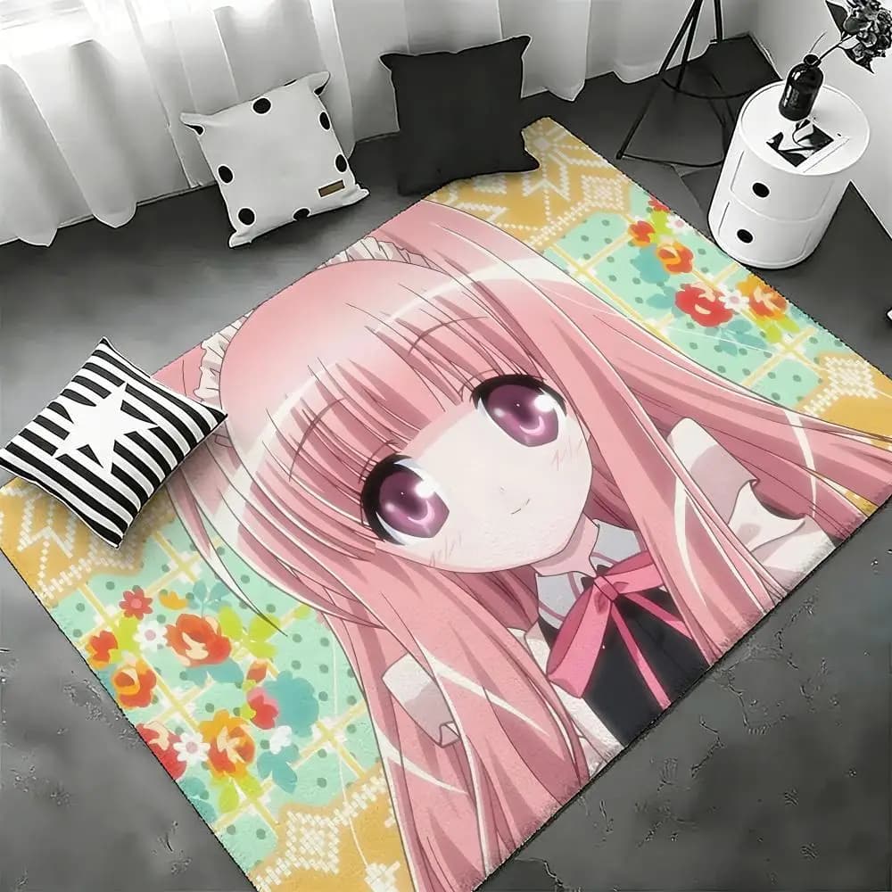 Kwaii Anime Cute R-Ro-Kyu-BuS Tappetino per camera da letto, soggiorno, tappetino in flanella, antiscivolo, decorazione per la casa