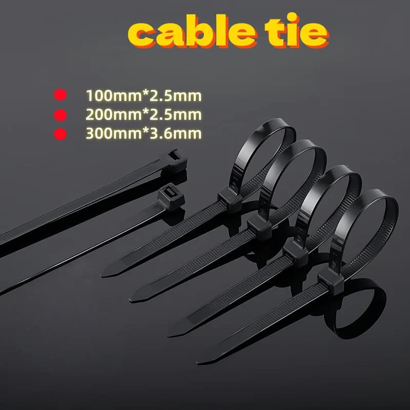 Fascetta per cavi in nylon autobloccante da 100 pezzi, fascetta per cablaggio, nastro adesivo in plastica, fascetta per gestione cavi, resistente alle alte temperature