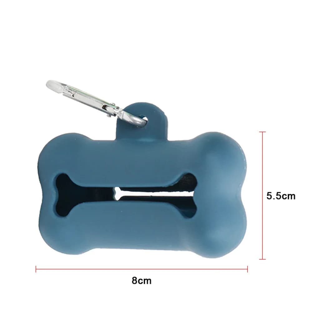 Dispenser per sacchetti per cacca di cani con moschettone, supporti per sacchetti per cacca per guinzagli, include 1 rotolo (15 sacchetti), sacchetto per rifiuti di animali domestici a prova di perdite