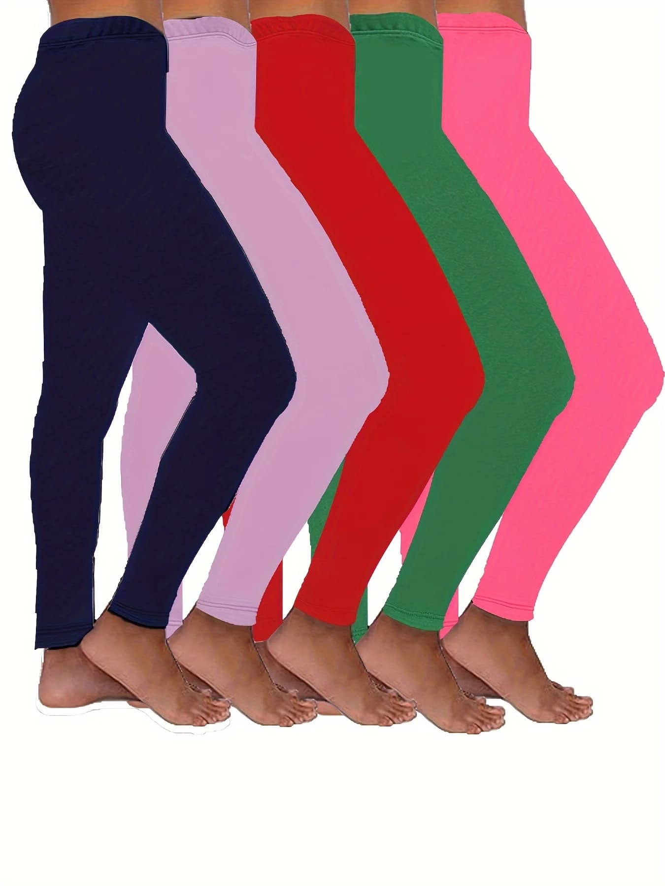 Set di Leggings solidi alla moda per ragazze da 5 pezzi-leggero e Casual per la moda primaverile-abbigliamento perfetto per tutti i giorni
