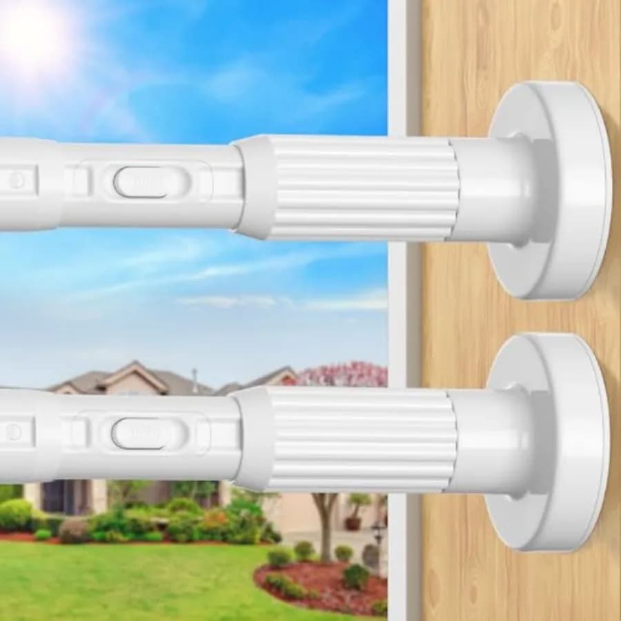Set di 2 Aste per Tende a Tensione Lunghe 41-146 Pollici, Asta per Tenda Doccia Senza Foratura per Finestre e Patio, Antiscivolo, Telescopica