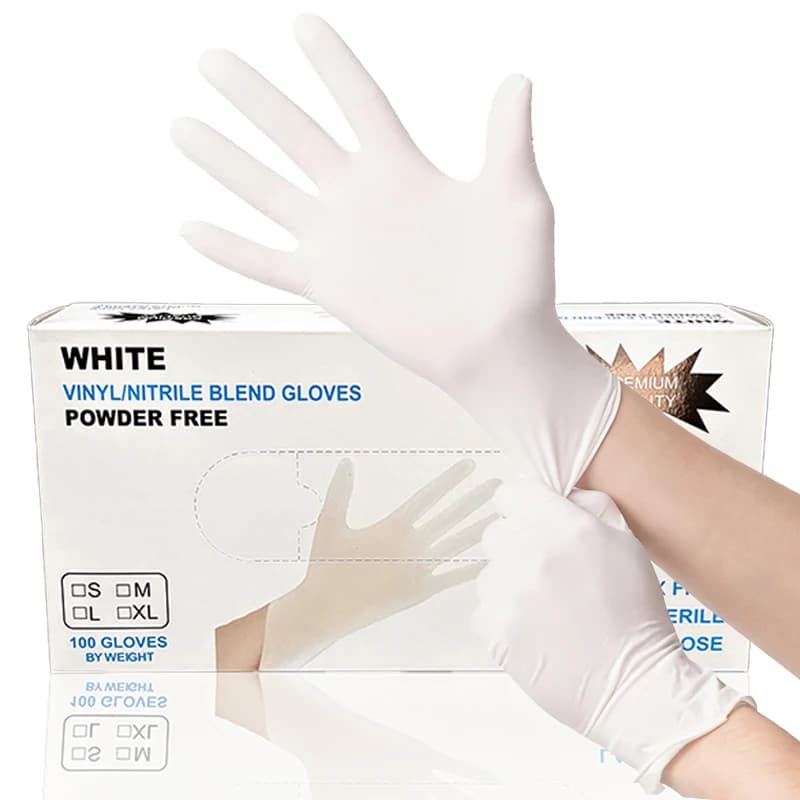 200 Pezzi Guanti in Nitrile Bianchi in Scatola, Impermeabili per Uso Domestico, Pulizia, Colorazione Capelli, Senza Mani Sporche, Strumenti per Tatuaggi