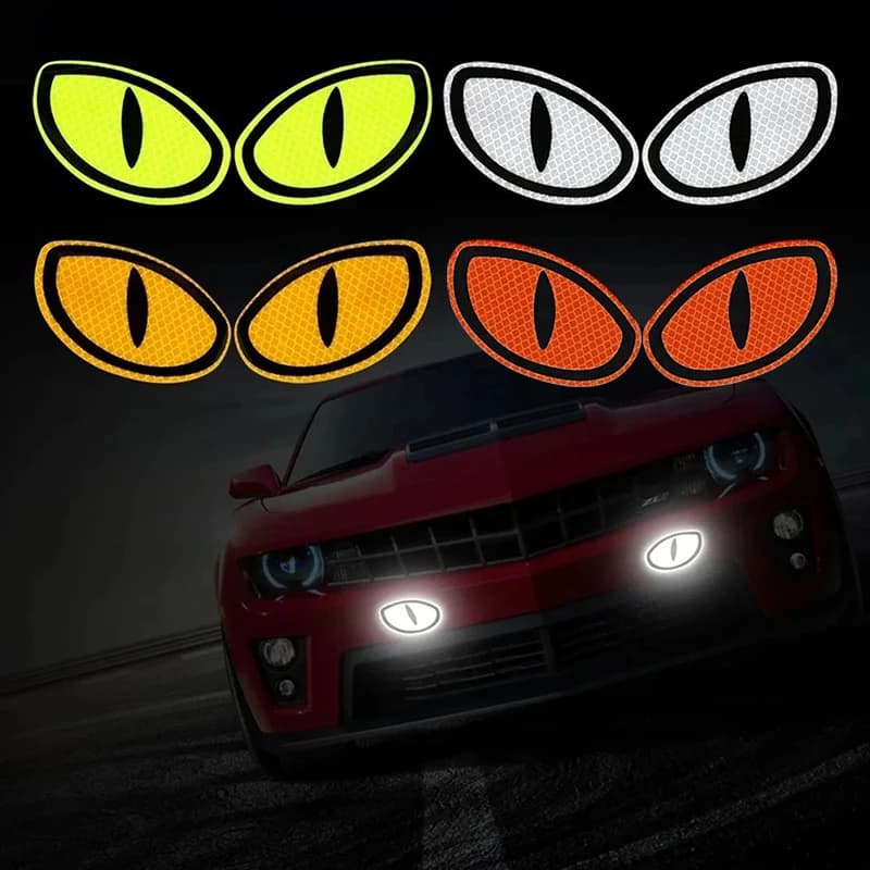 1 paio di cartoni animati riflettenti occhi del diavolo adesivi per auto caschi da moto avvertimento per auto adesivi per auto occhi creativi personalizzati 10 * 6 cm