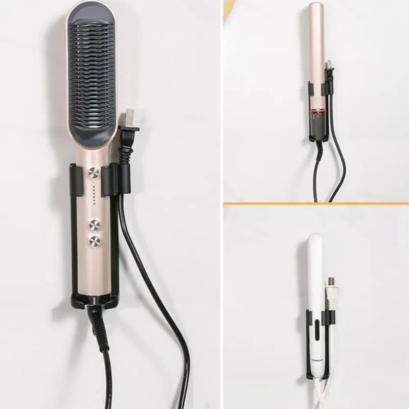 No Drill Wall Mounted Hair Tool Organizer,Bathroom Curling Iron and Flat Iron Holder,Adhesive Rack for Straightener Brush