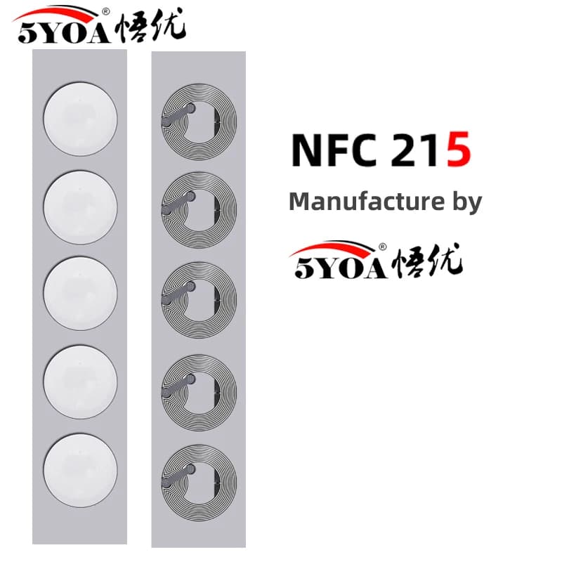 5YOA NFC Ntag215 Tag 13,56 MHz Adesivo autoadesivo ISO14443A Bianco 215 NFC Telefono disponibile Tag RFID Adesivi Etichetta adesiva