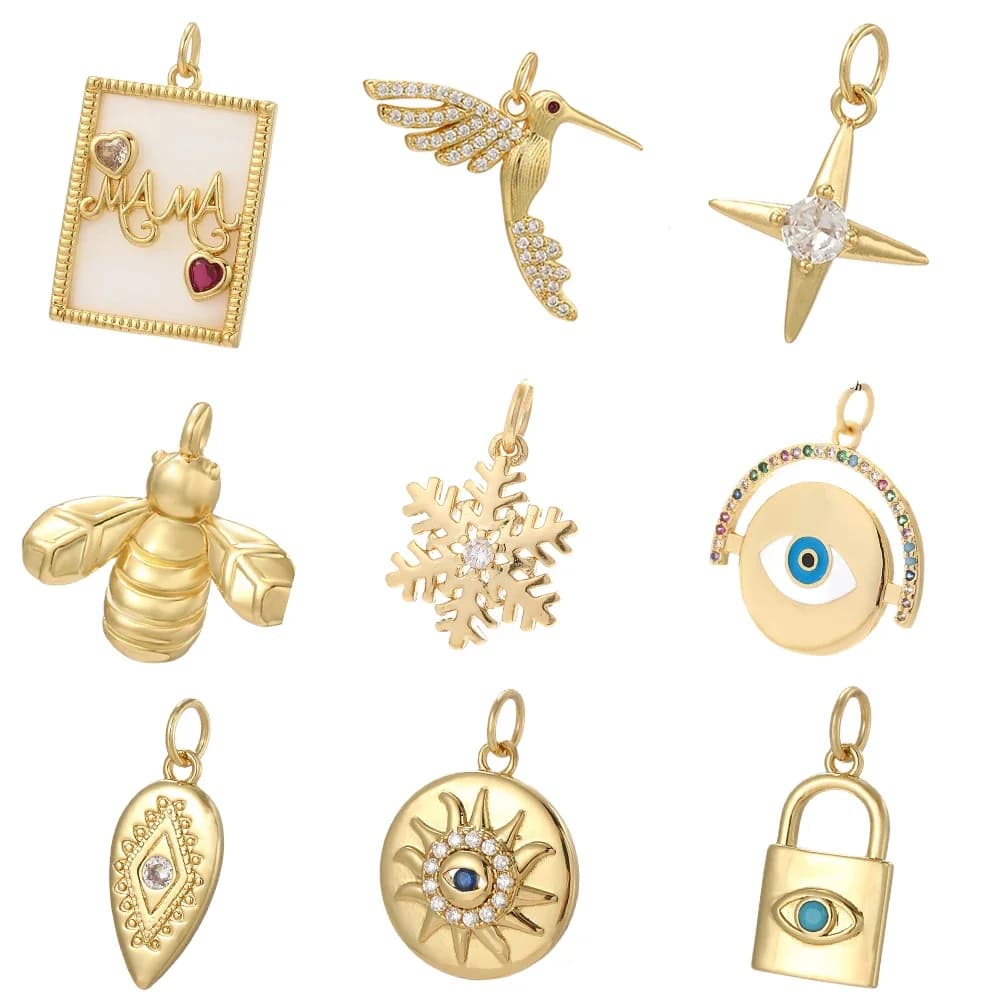 Evil Blue Eye Charms for Jewelry Making Supplies DIY Earrings Necklace Pendant Copper Inlaid Zircon Bulk Items Wholesale