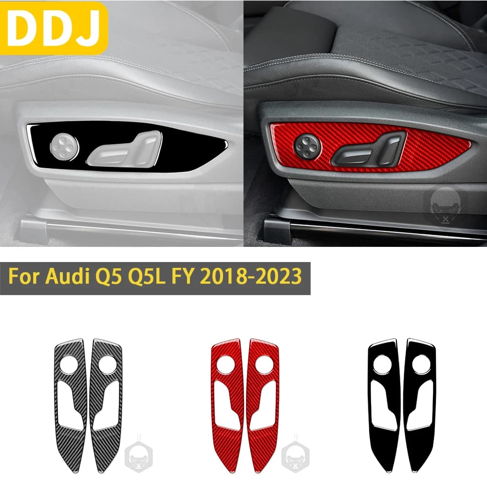 Per Audi Q5 Q5L FY 2018 2019 2020 2021 2022 2023 accessori interni in fibra di carbonio pannello di regolazione del sedile automatico Trim Sticker